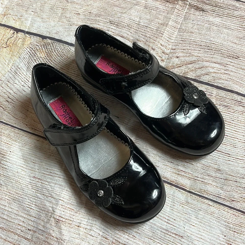 Rachel Shoes | black faux patent leather dress shoes toddler size 10 flower